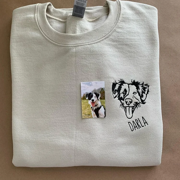Custom Pet Portrait Embroidered T-Shirts, Sweatshirts and Hoodies