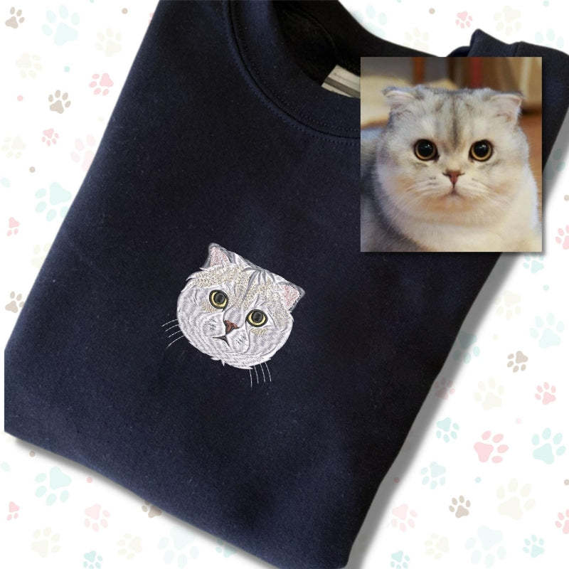 Personalized Pet Portrait Embroidered Center Sweatshirt