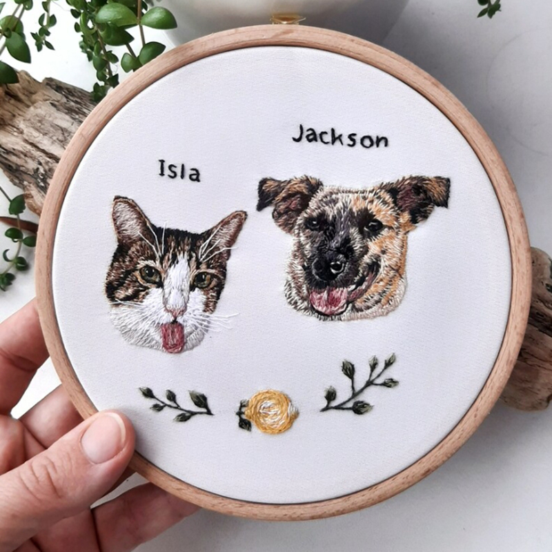 Personalized Embroidery Hoop Customized Photo Romantic Gift For Pet Lovers