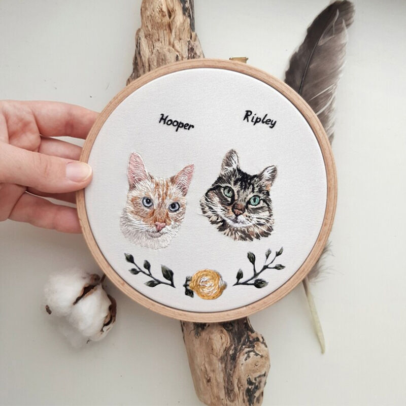 Personalized Embroidery Hoop Customized Photo Romantic Gift For Pet Lovers