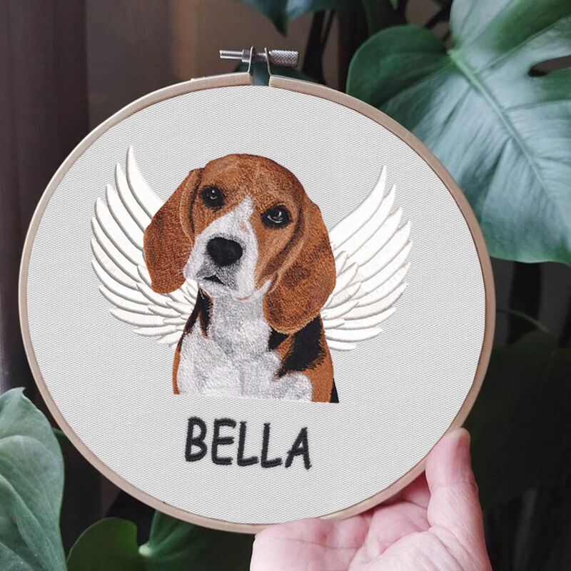 Custom Embroidery Hoop With Pet Photo Memorial Gift For Christmas