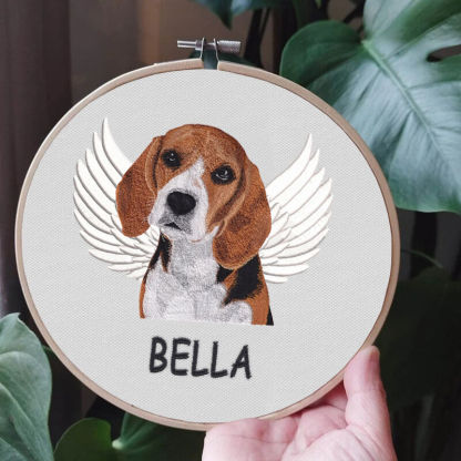 Custom Embroidery Hoop With Pet Photo Memorial Gift For Christmas
