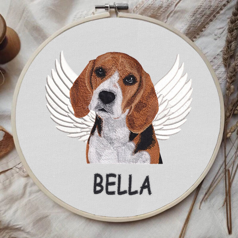 Custom Embroidery Hoop With Pet Photo Memorial Gift For Christmas