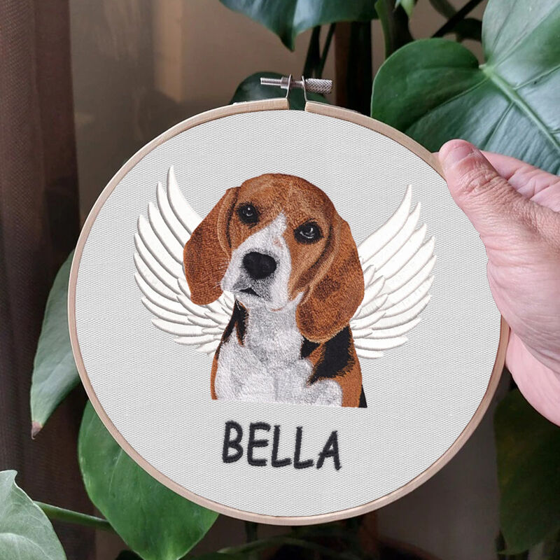 Custom Embroidery Hoop With Pet Photo Memorial Gift For Christmas