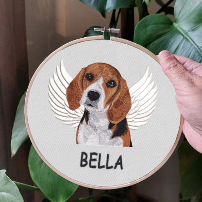 Custom Embroidery Hoop With Pet Photo Memorial Gift For Christmas