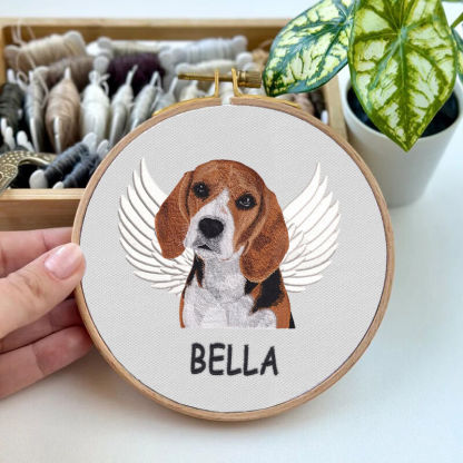 Custom Embroidery Hoop With Pet Photo Memorial Gift For Christmas