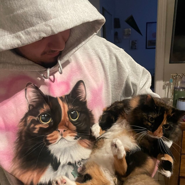 Pet Portrait Custom Airbrush Photo-Realistic, Hand Painted from Your Image Tee, Sweatshirt Hoodie