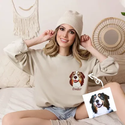 Personalized Pet Portrait Embroidered Sweatshirt
