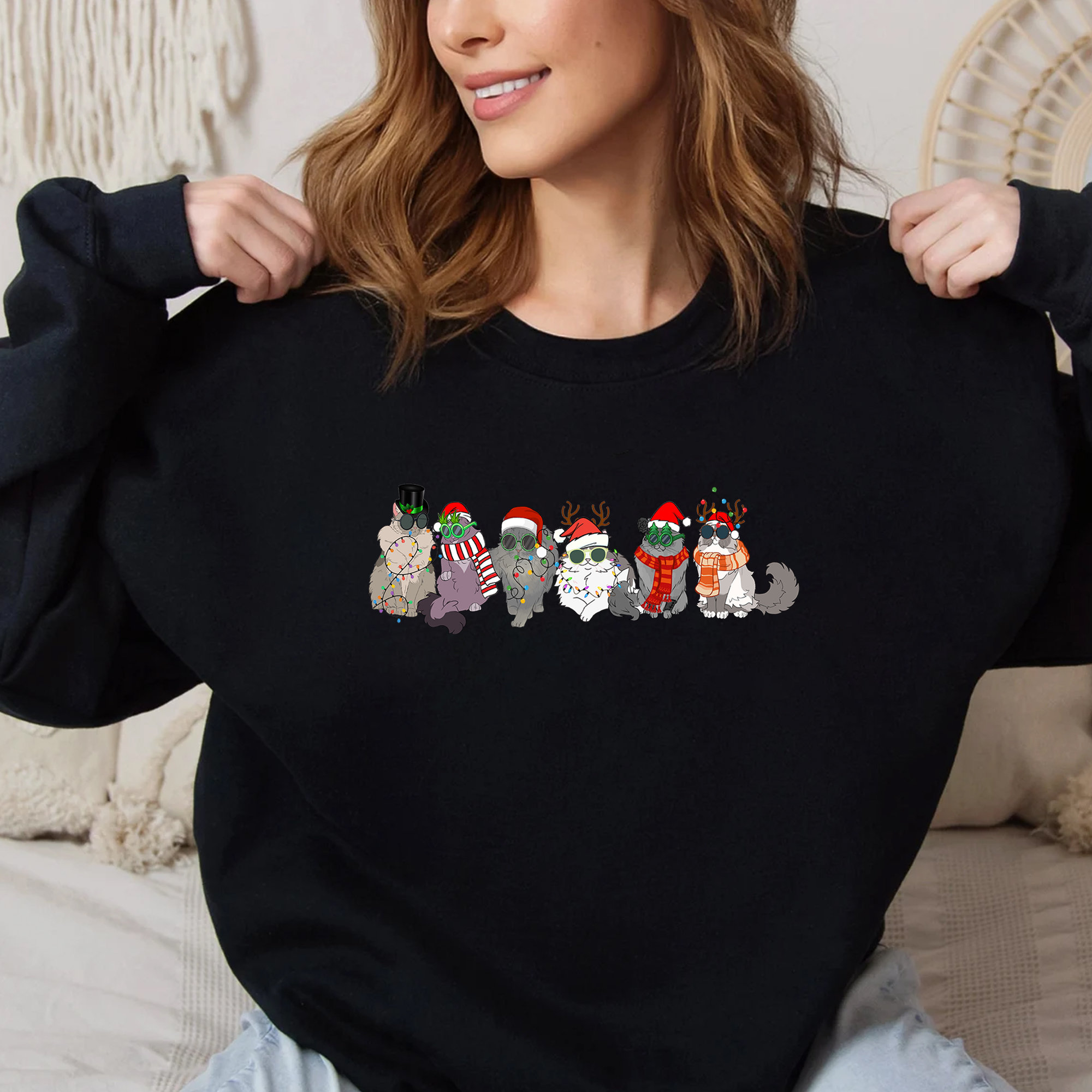 Funny Cats Christmas Sweatshirt - Meowy Christmas Shirt For Cat Lovers