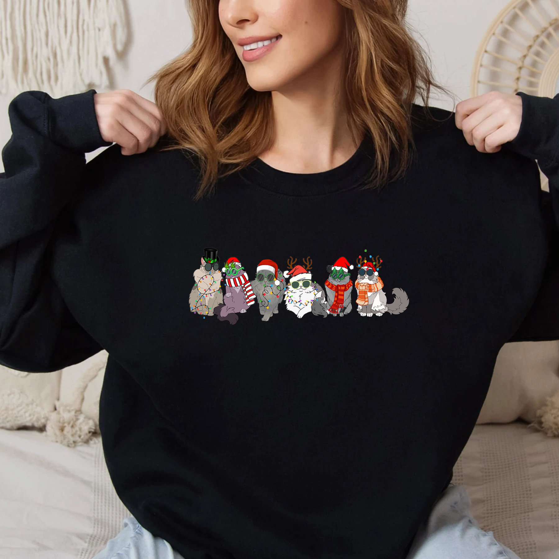 Funny Cats Christmas Sweatshirt - Meowy Christmas Shirt For Cat Lovers