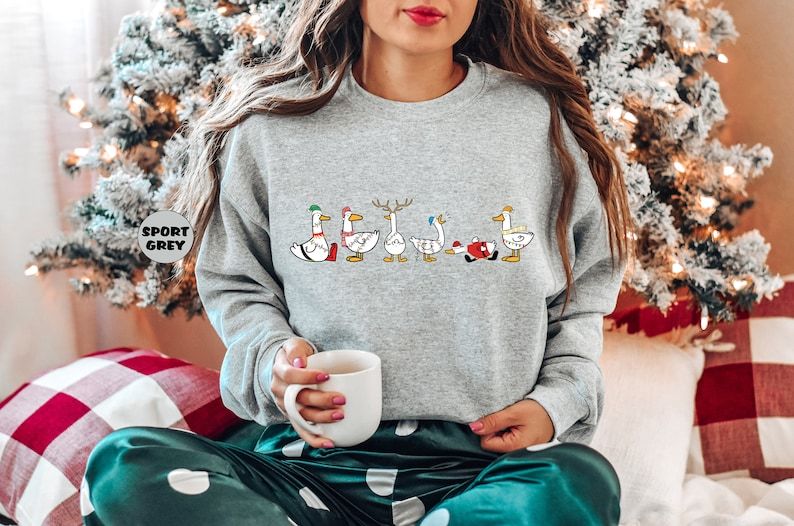 Ducks Christmas Sweatshirt- Santa Ducks Merry Christmas Funny Duck Christmas Outfit