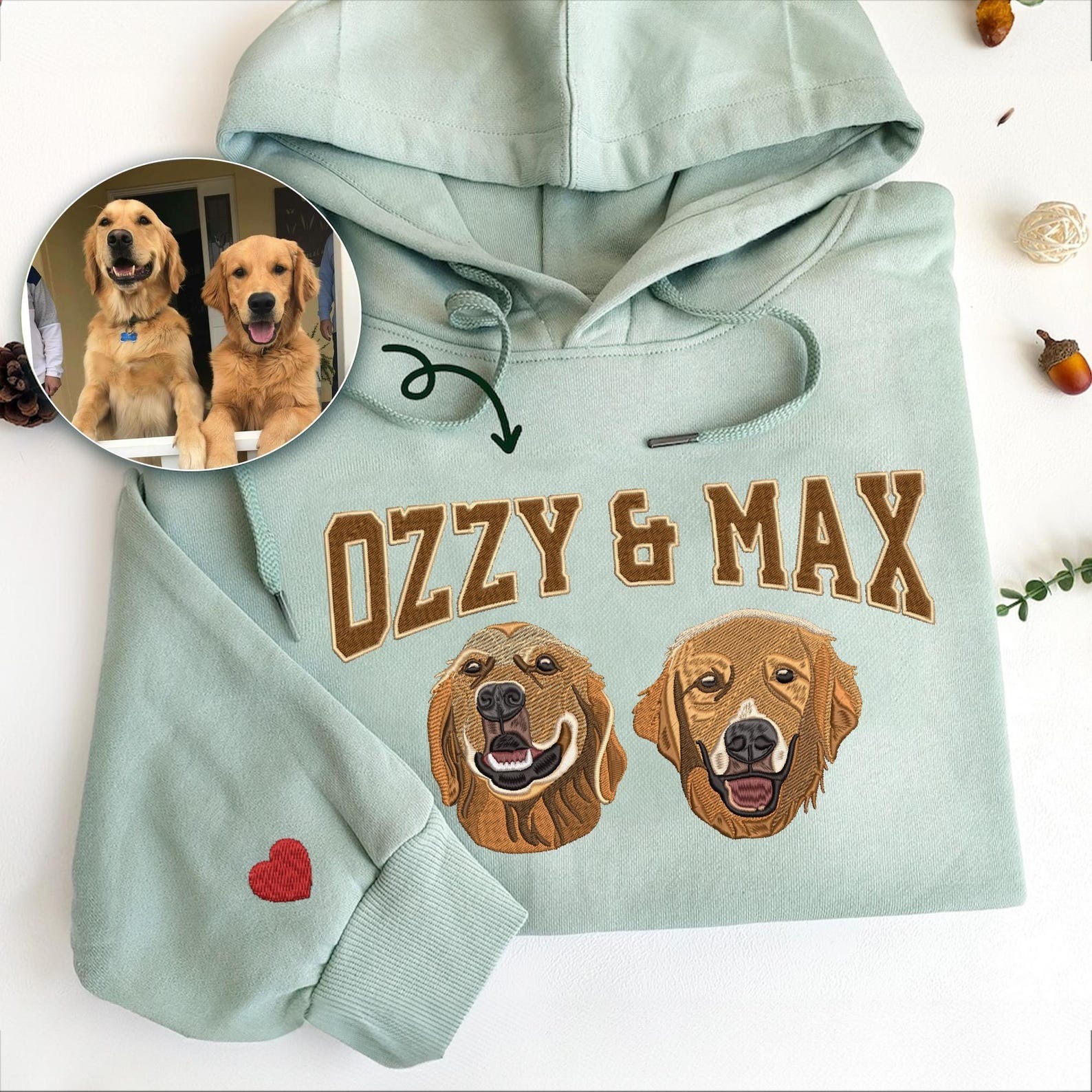 Personalized Embroidered Pet Face and Name Sweatshirt for Pet Lovers