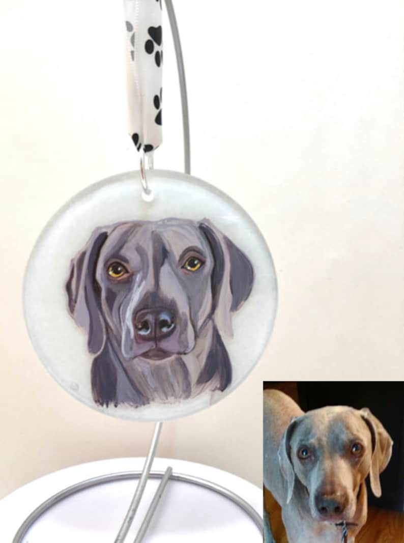 ORNAMENT Flat - with your pet's hand painted portrait (1/8" flat glass disk)