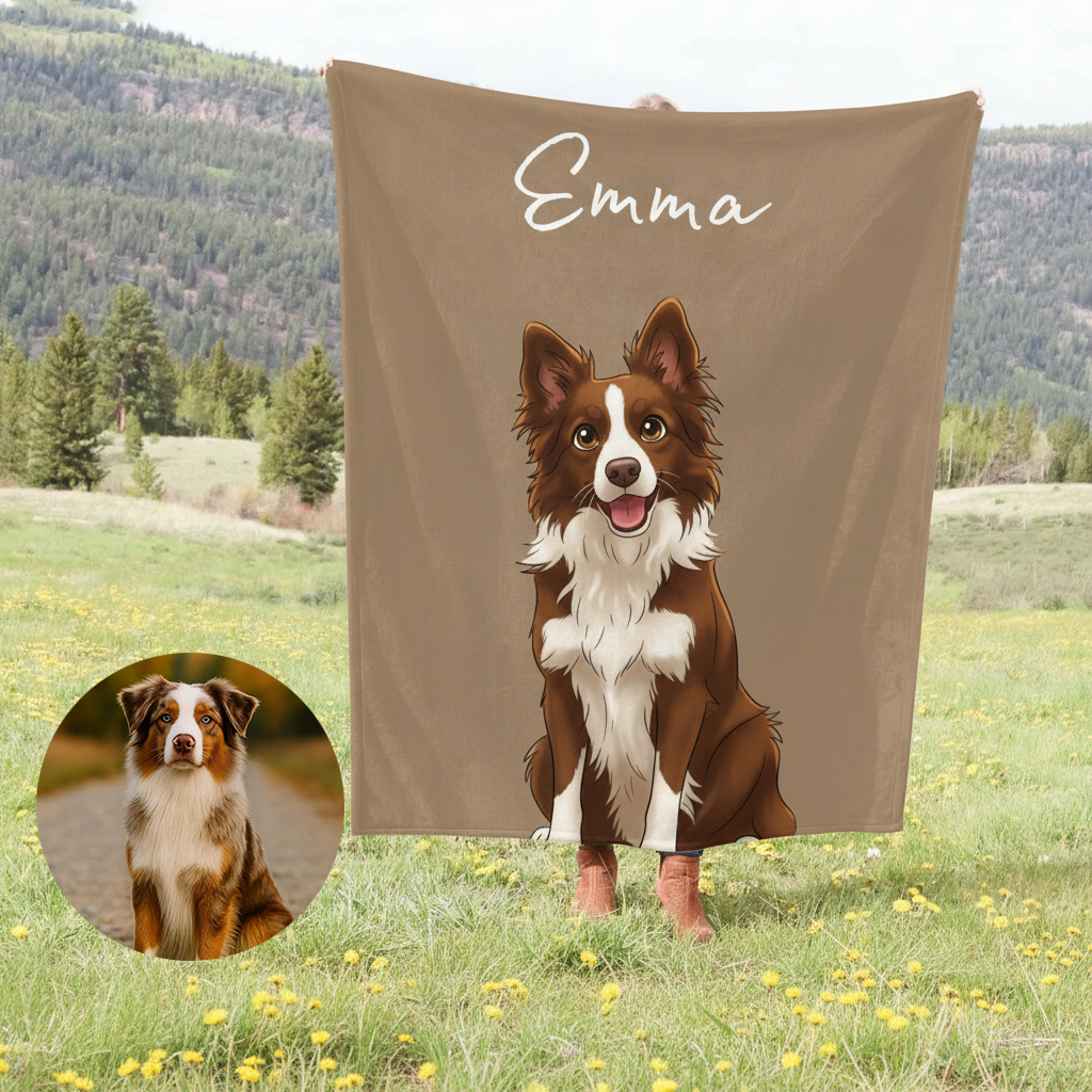 Personalized Magical Pet Portrait Blanket for Cozy Moments
