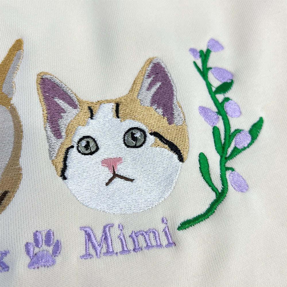Custom Embroidered Hoodie/Sweatshirt With Pet Portrait  Flower