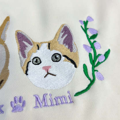 Custom Embroidered Hoodie/Sweatshirt With Pet Portrait  Flower