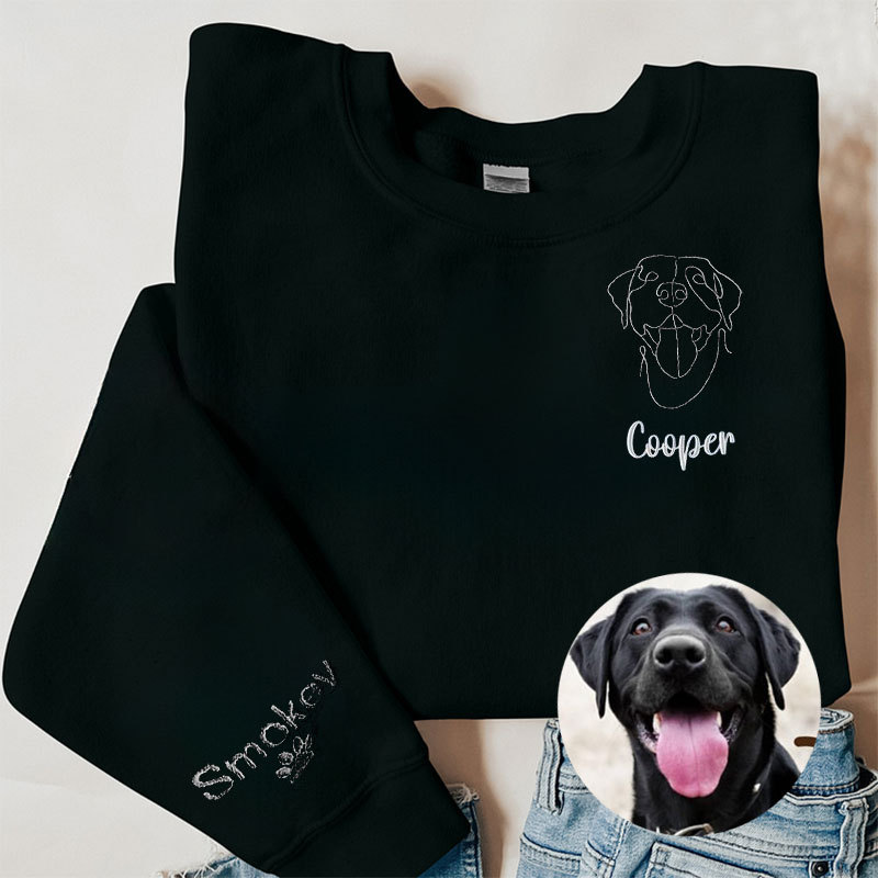 Custom Embroidered Pets Hoodie,Personalised one-line Pet Sweatshirt