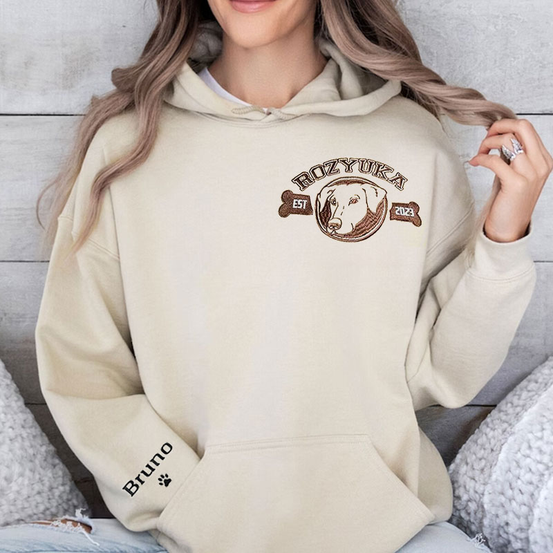 Embroidered Custom Pet with Name, Custom Pet Portrait T-shirt Hoodie Crewneck
