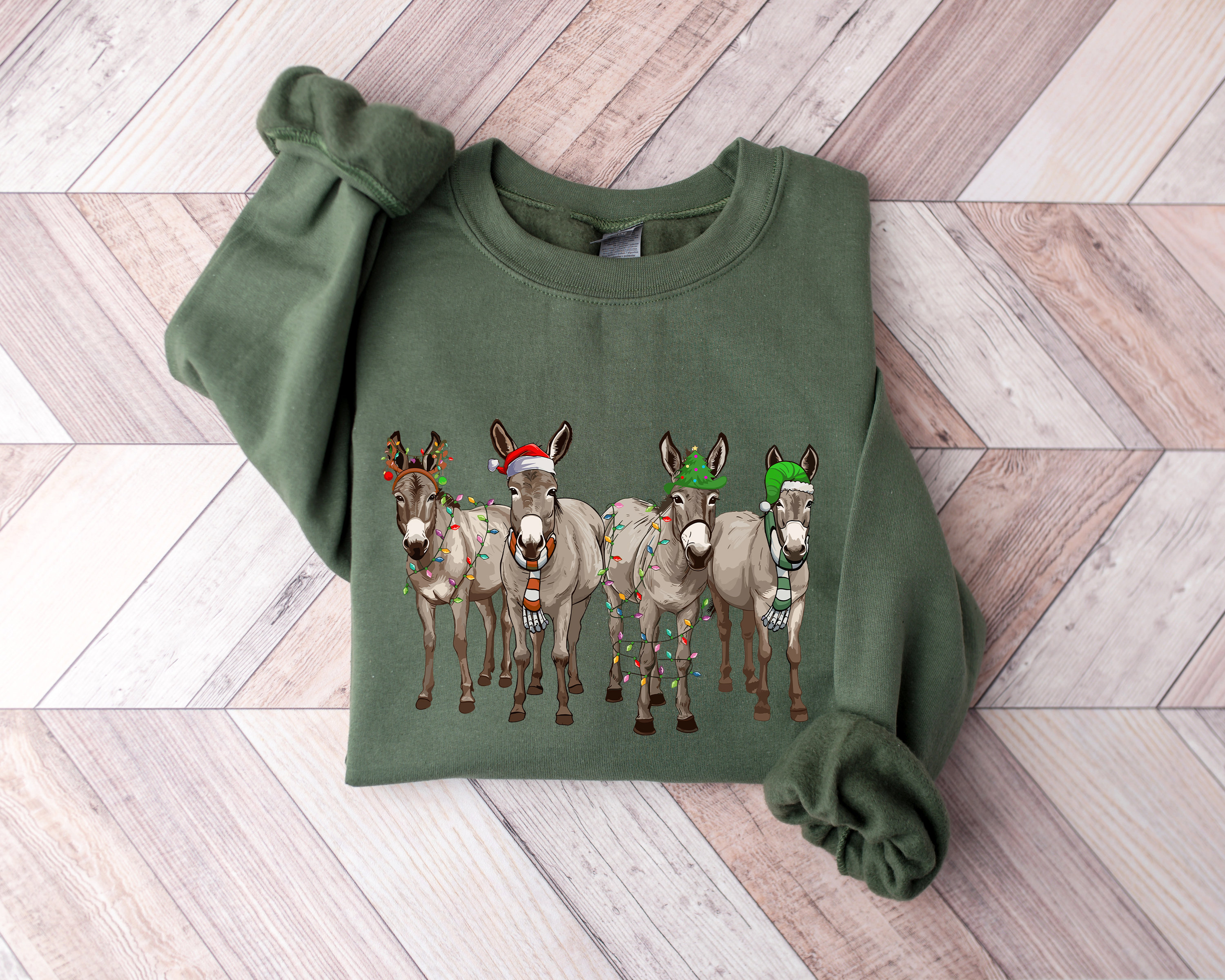 Christmas Donkey Sweatshirt, Farm Christmas Donkey Hoodie Christmas Season Donkey Lover Gift