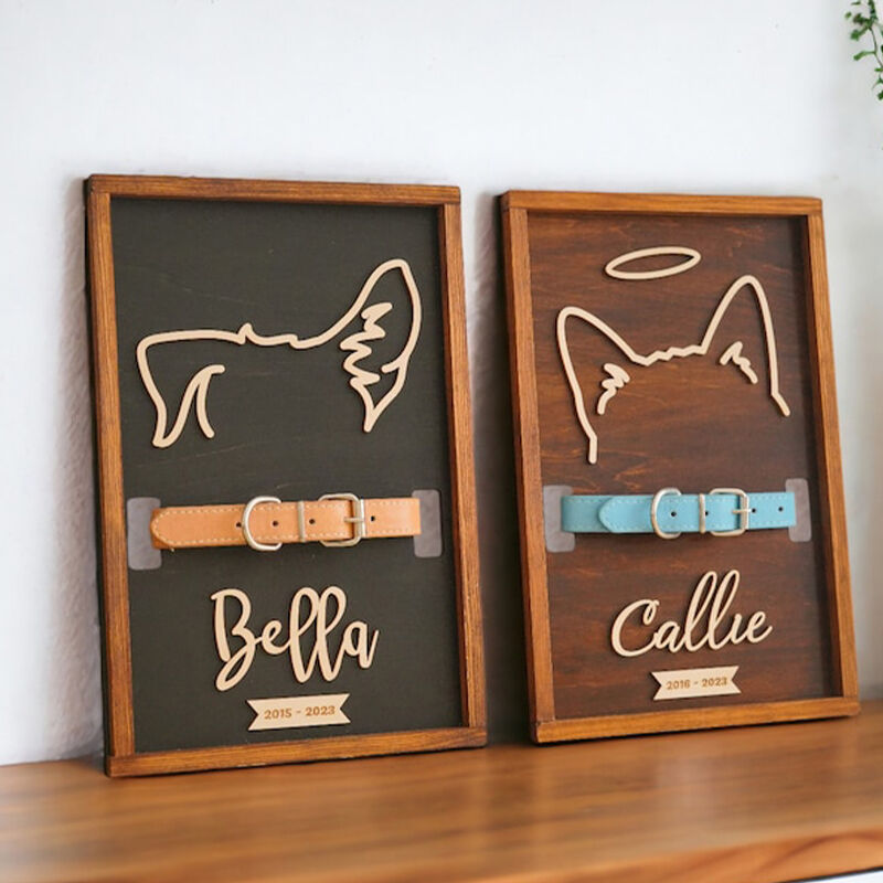 Mother's Day Gift Personalized Pet Collar Frame for Pet Loss Memorial Gift