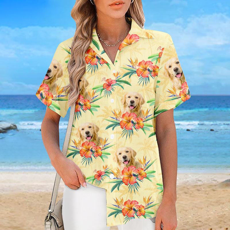 Custom Photo Summer Vibes Only - Dog & Cat Personalized Unisex Tropical Hawaiian Aloha Shirt