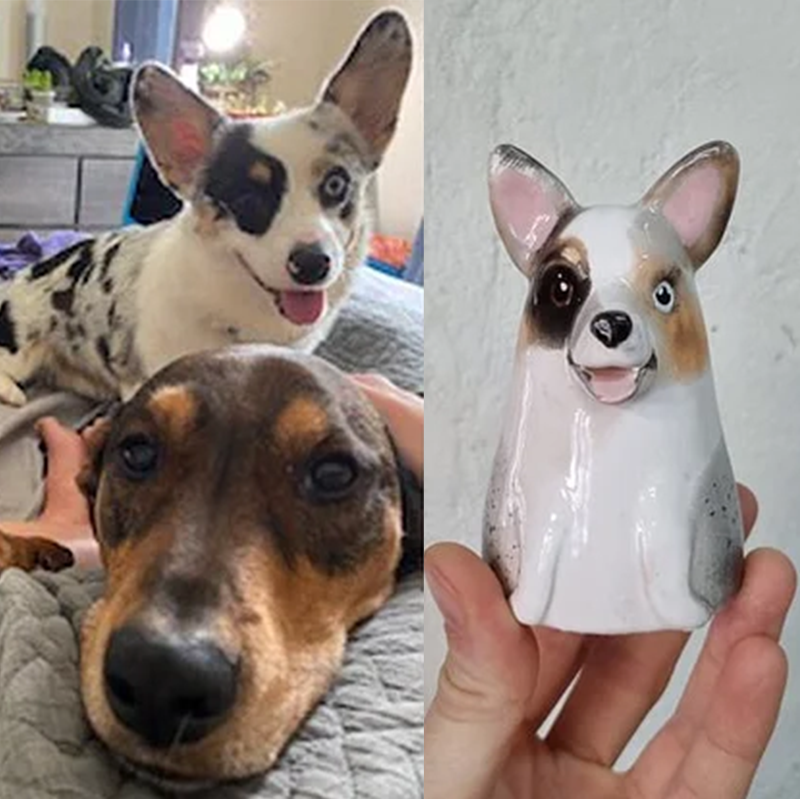 Custom Pet Portrait, Personalized Cookie Jar with Lid, Ceramic Portrait from Photo Figurine, Art Cat Sculpture, Dog Mom Lover Gift, Pet Loss Gift