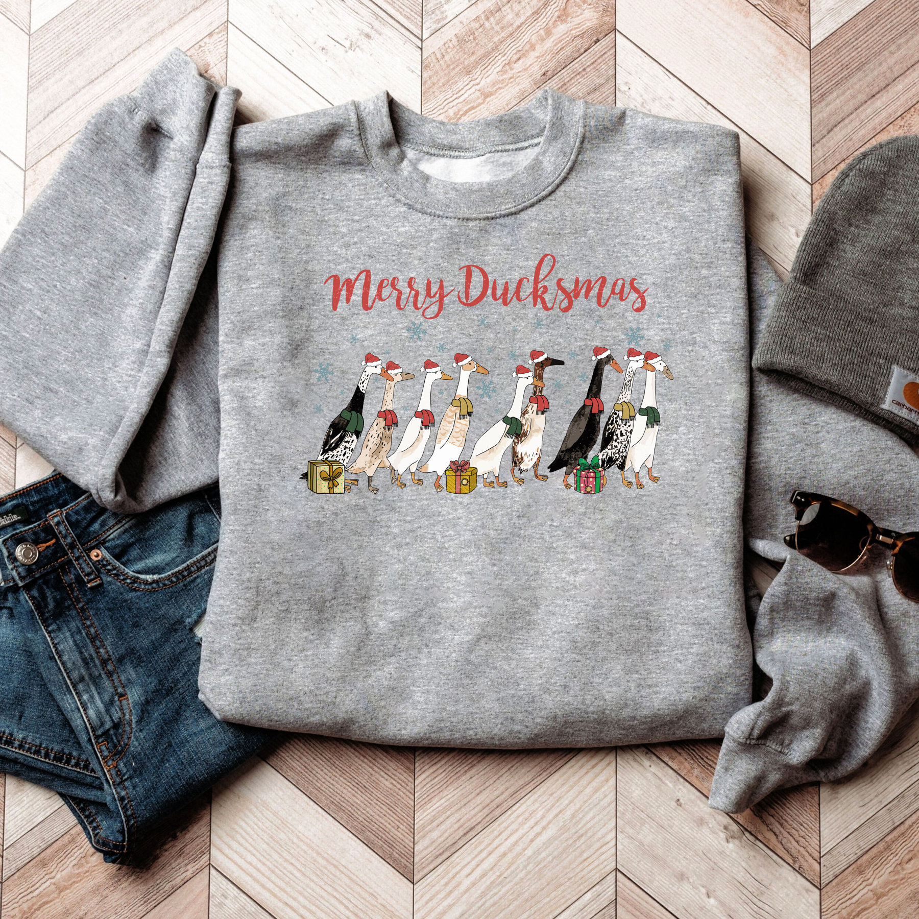 Duck Christmas Sweatshirt, Christmas Goose Shirt, Santa Ducks Crewneck, Funny Animals Christmas Sweatshirt, Farm Lover Gift, Duck Lover Gift