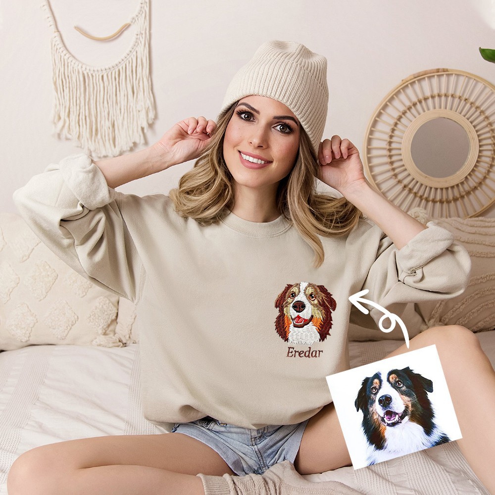 Personalized Pet Portrait Embroidered Sweatshirt T-shirt Hoodie