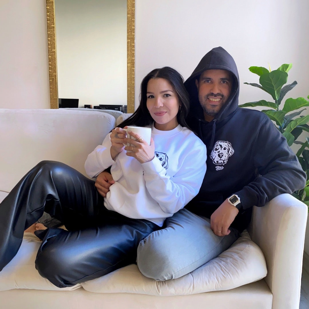 Printed Dog and Cat Face Hoodie (Unisex) - Black