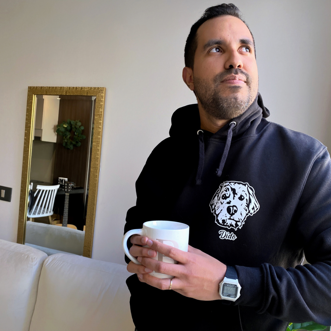 Printed Dog and Cat Face Hoodie (Unisex) - Black