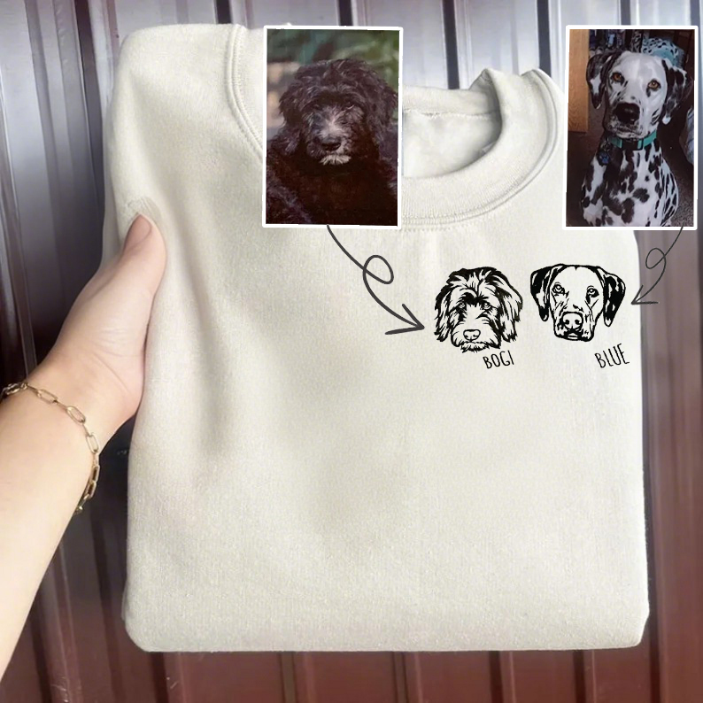 Custom Pet Portrait Embroidered T-Shirts, Sweatshirts and Hoodies - Limited Time Offer!