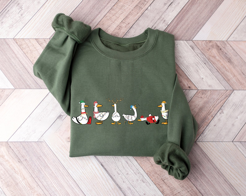 Ducks Christmas Sweatshirt- Santa Ducks Merry Christmas Funny Duck Christmas Outfit