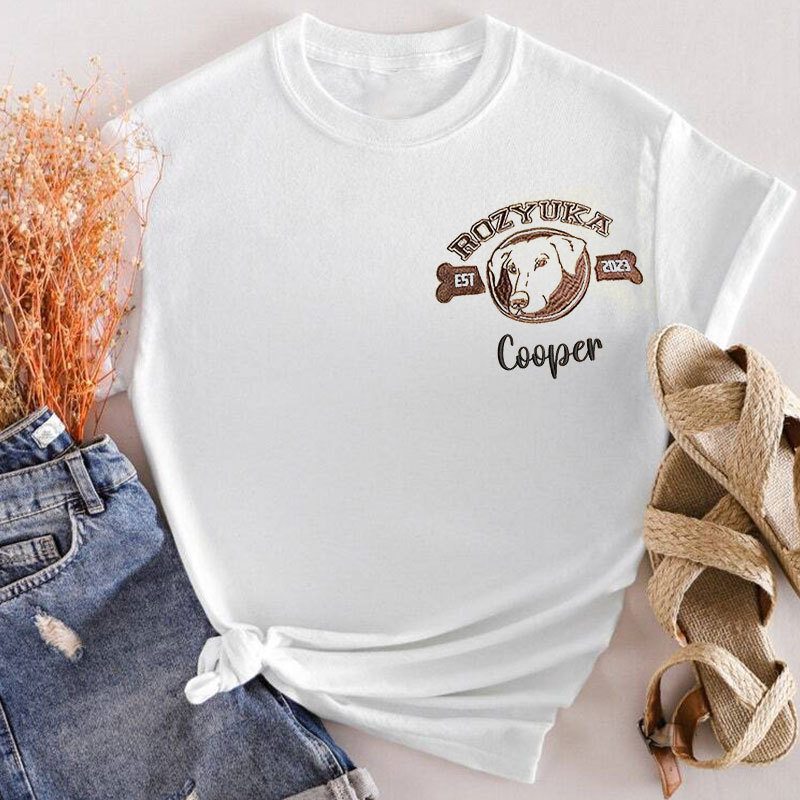 Embroidered Custom Pet with Name, Custom Pet Portrait T-shirt Hoodie Crewneck