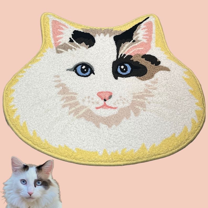 Custom Pet Portrait Rug - Personalized Cartoon Pet Rug Handmade Custom Pet Portrait Tufted Rug