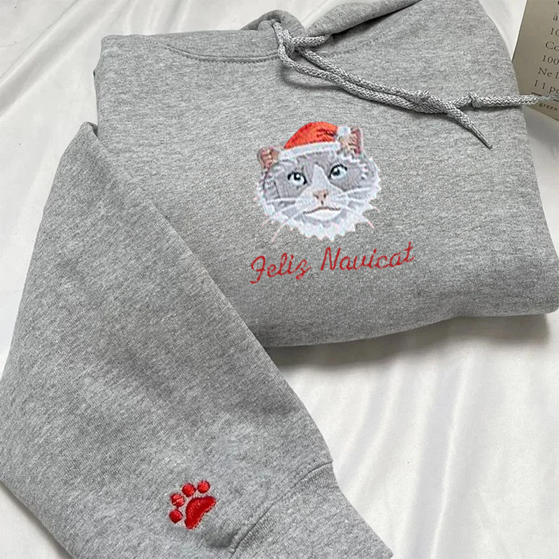 🎄🐾Embroidered Pet Portrait Christmas Jumper Sweatshirt