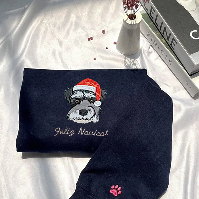 🎄🐾Embroidered Pet Portrait Christmas Jumper Sweatshirt