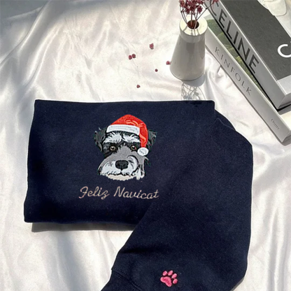 🎄🐾Embroidered Pet Portrait Christmas Jumper Sweatshirt