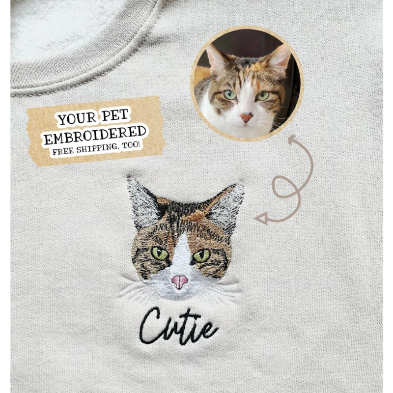 Personalized Pet Portrait Embroidered Sweatshirt