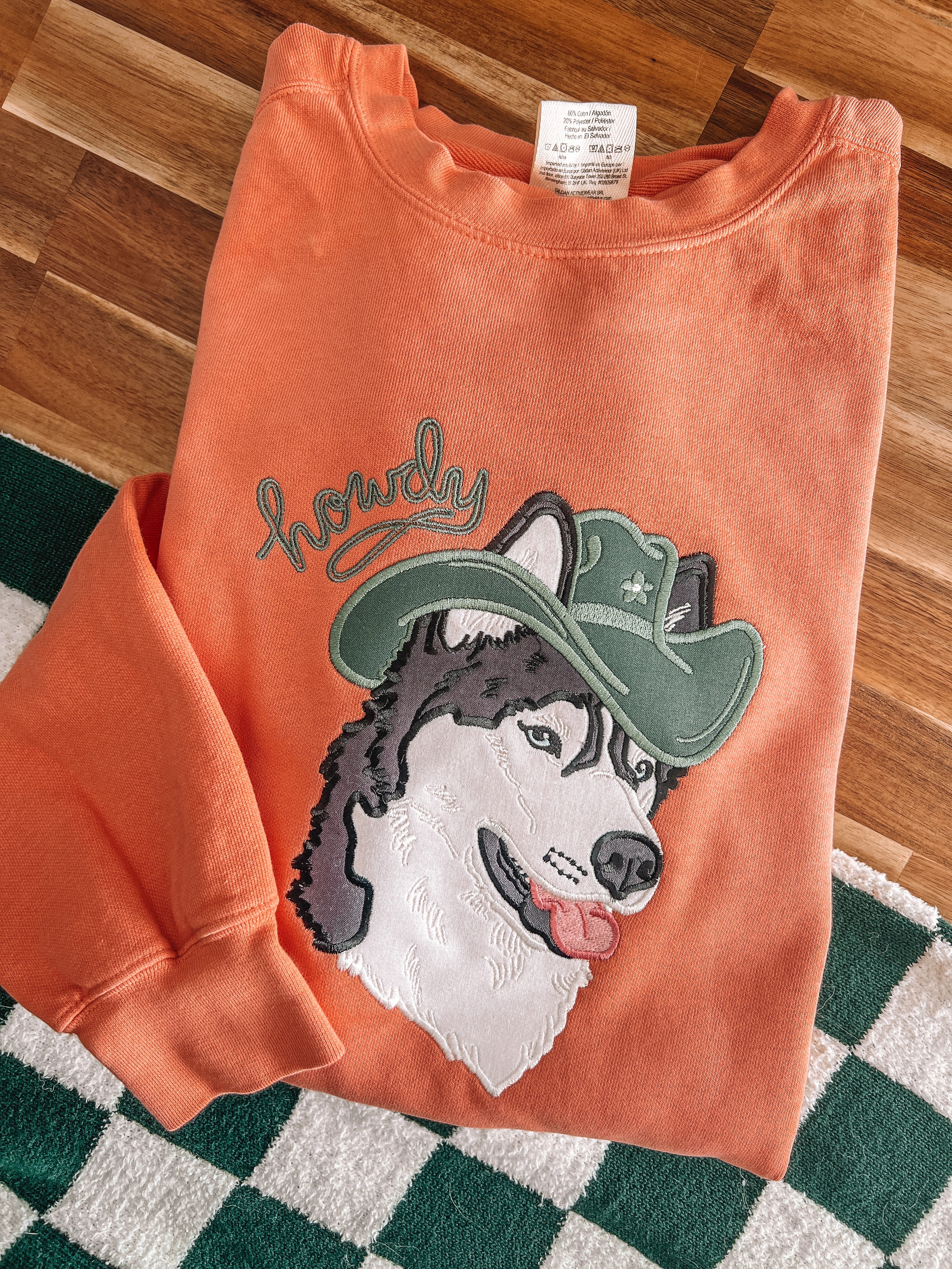 Howdy Husky Embroidered Applique T's N' Pullovers 🐕Custom🐕