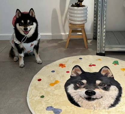 Custom Pet Portrait Rug – Pink-Themed