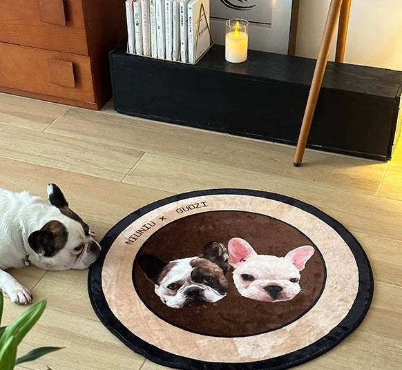 Custom Pet Portrait Rug – Pink-Themed