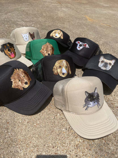 Embroidered Pet Portrait Organic Cotton Baseball Cap