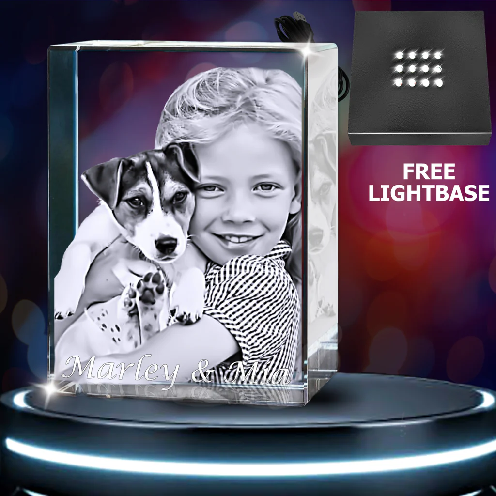 Photo Crystal Rectangle with Free Light Base