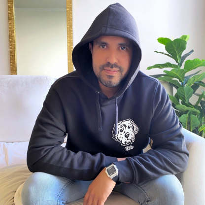 Printed Dog and Cat Face Hoodie (Unisex) - Black