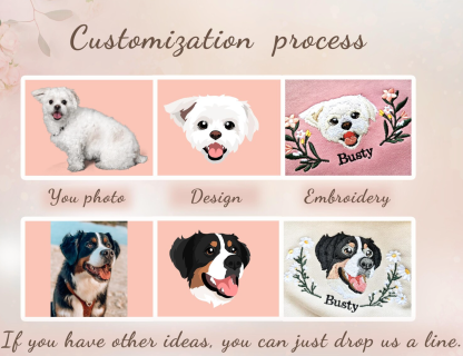 Custom Embroidered Hoodie/Sweatshirt With Pet Portrait  Flower