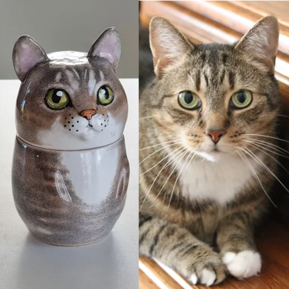 Custom Pet Portrait, Personalized Cookie Jar with Lid, Ceramic Portrait from Photo Figurine, Art Cat Sculpture, Dog Mom Lover Gift, Pet Loss Gift