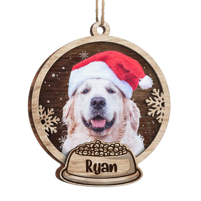 Woof You A Merry Christmas - Personalized Custom Snow Globe Shaped Wood Photo Christmas Ornament - Upload Image, Gift For Pet Lovers, Christmas Gift