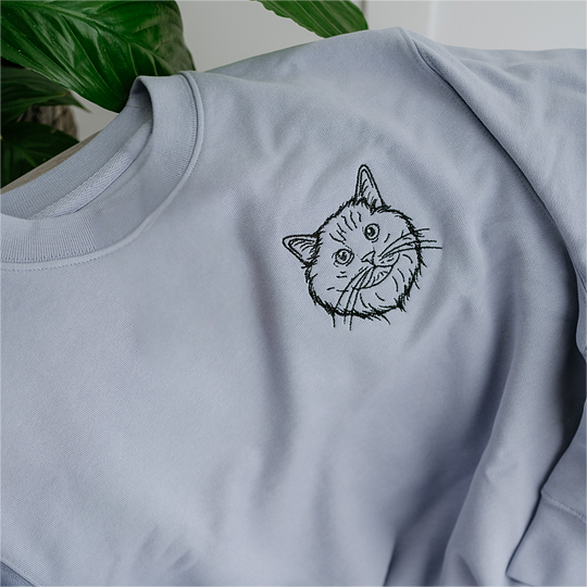 Embroidered Custom Pet Portrait Outline Organic Sweatshirt