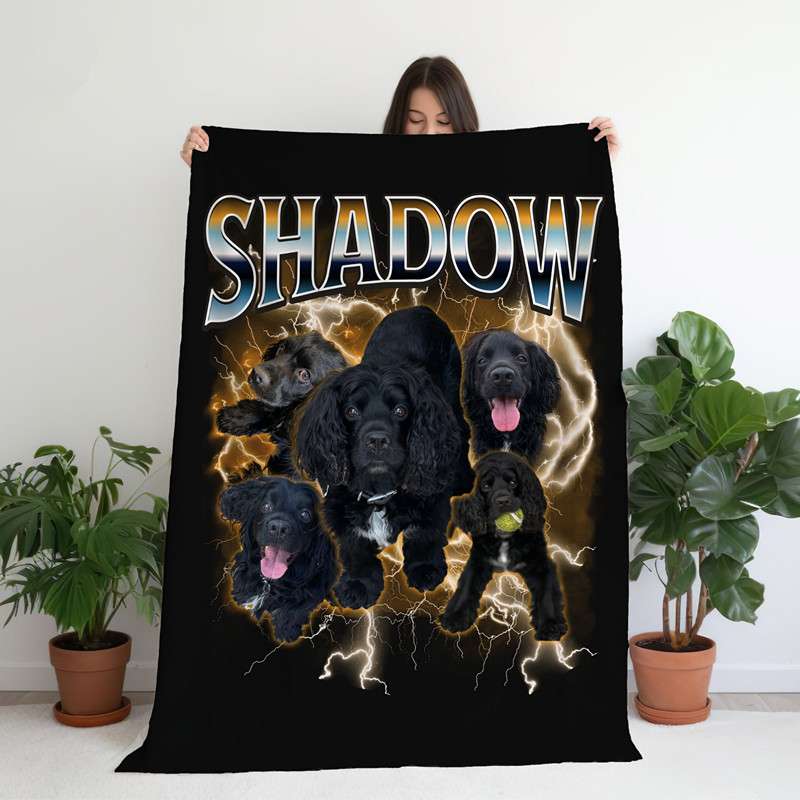 Personalized Pet Portrait Vintage Blanket