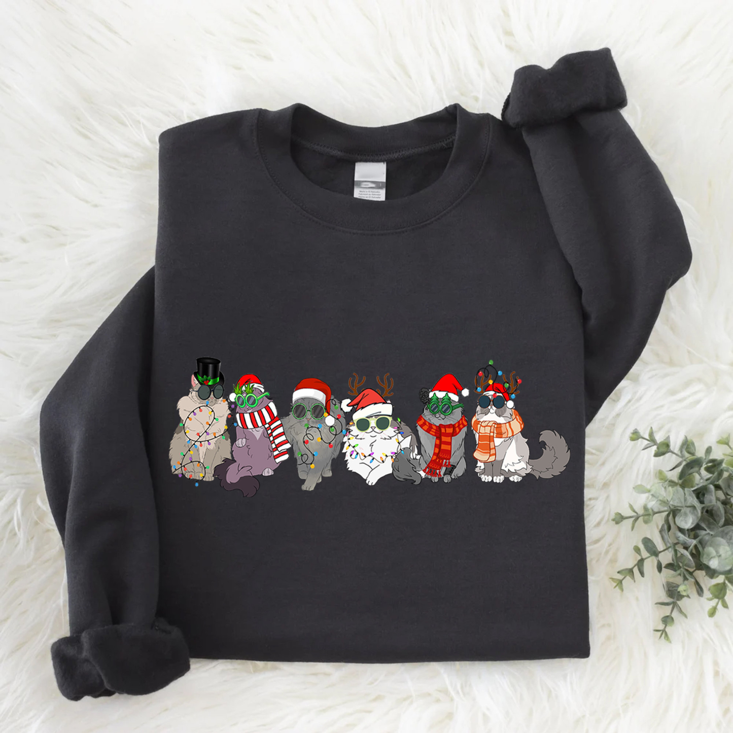 Funny Cats Christmas Sweatshirt - Meowy Christmas Shirt For Cat Lovers